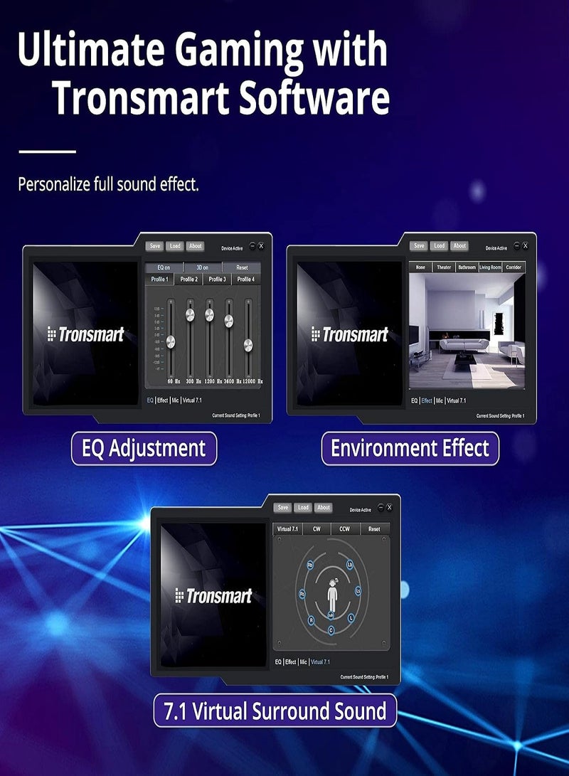 ترونسمارت سماعة الألعاب Tronsmart Sparkle PC USB PS4 الصوت المحيطي 7.1 لميكروفون الألعاب وإلغاء الضوضاء وأضواء LED / التحكم في كتم الصوت / وسادات ناعمة سماعة ألعاب صغيرة لنينتندو سويتش، بلاي ستيشن 4، إيماك - Image 5
